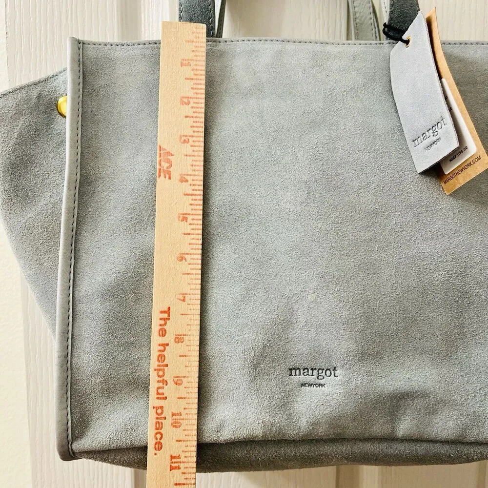 Margot New York‎ Jamee Suede Tote Double Handle Blue TikTok Viral Makeup Pouch